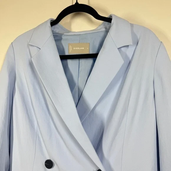 Everlane Light Blue Double Breasted Career Relaxed Fit Blazer Size 6 - Picture 4 of 16